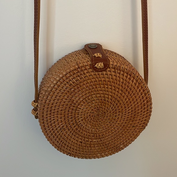 Marshalls Bags Woven Wicker Rattan Crossbody Purse With Tropical